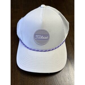 Titleist Women's White Golf Hat Purple Rope Detail NWT Adjustable One Size